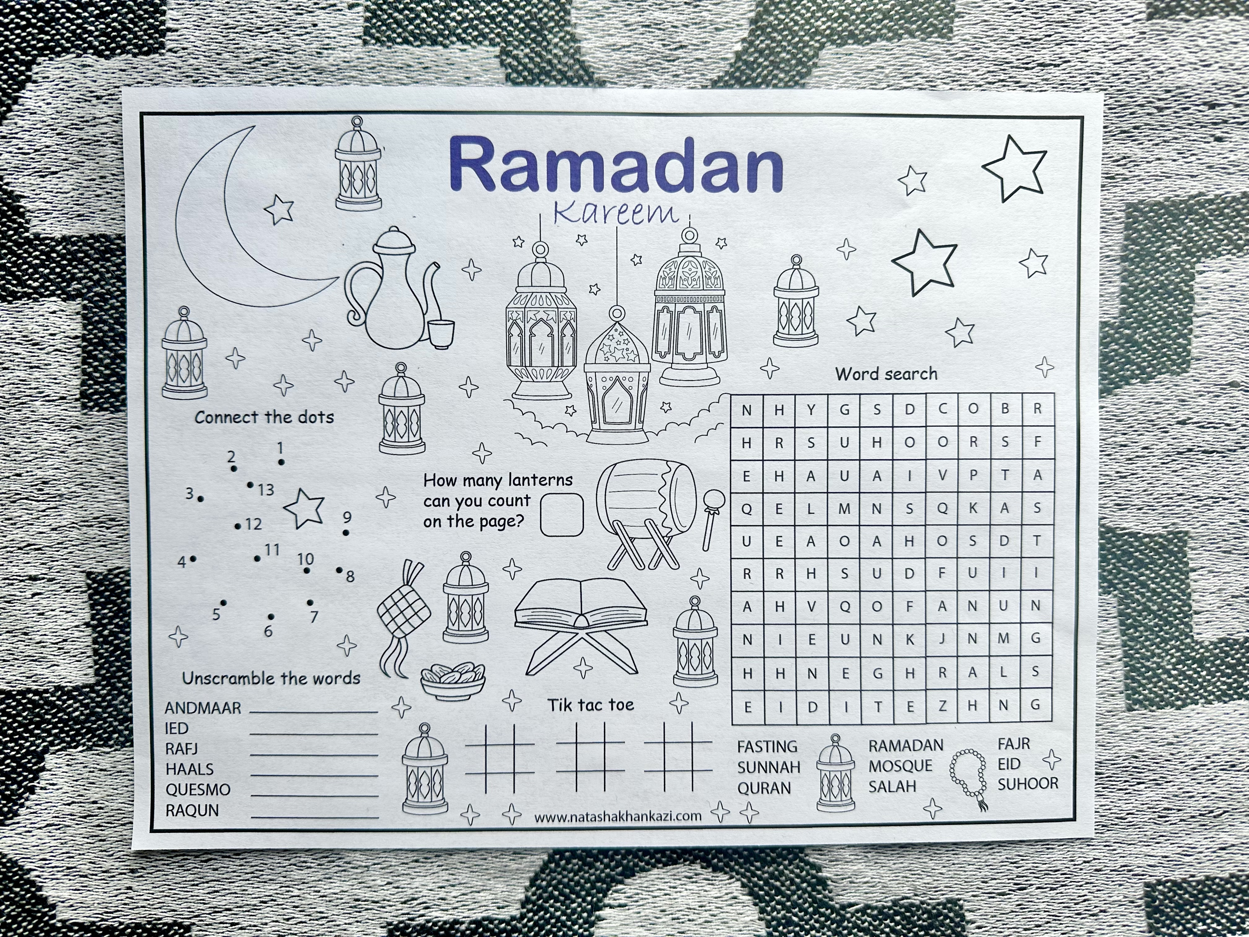 [Free Printable] Ramadan Activity Mat Placemat